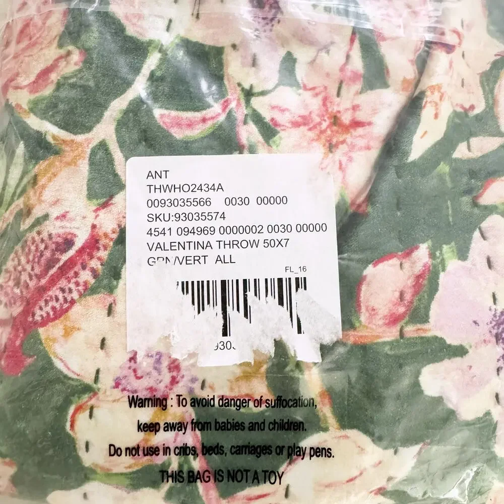 Anthropologie Valentina Velvet Throw Blanket 50 x 70